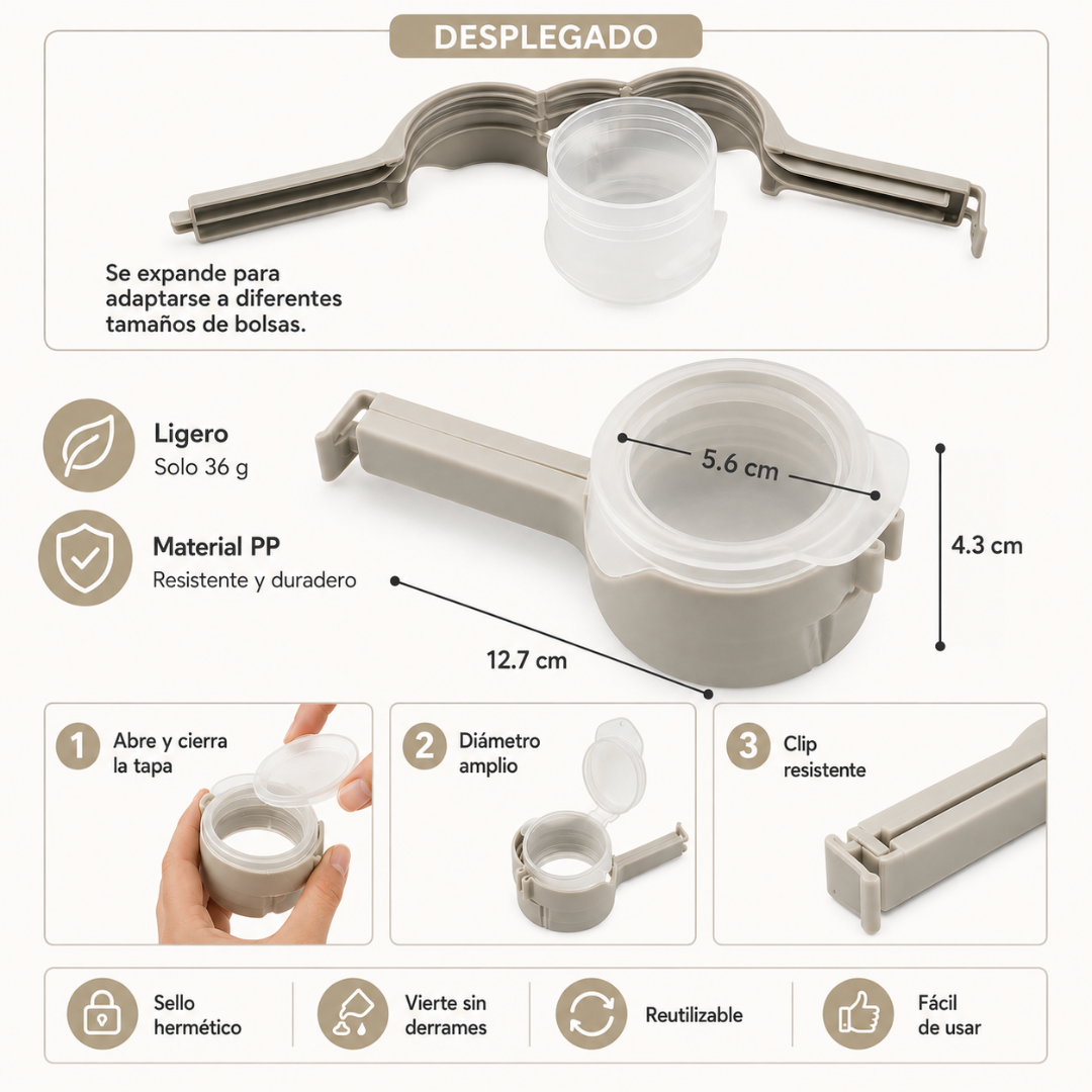 Clip Sellador con Boquilla